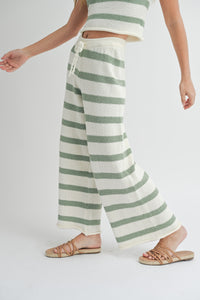 Miou Muse: Green/White Striped Pants