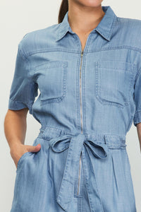 Skies Are Blue: Chambray Romper