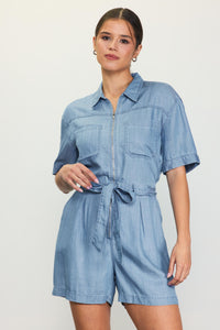 Skies Are Blue: Chambray Romper
